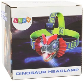 LEAN TOYS Čelovka Dinosaurus, 3 LED diódy, nastaviteľná