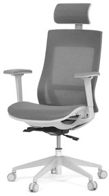 Kancelářská židle, šedá látka, plastový kříž, 3D područky, kolečka pro tvrdé podlahy