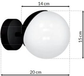 Nástenné svietidlo Sfera, 1x biele sklenené tienidlo, b