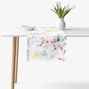 Goldea behúň na stôl 100% bavlnené plátno - maľované lúčne kvety 50x140 cm