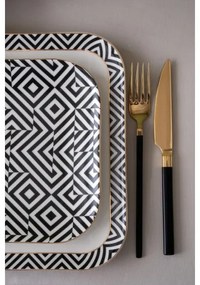 26-dielna jedálenská súprava z kvalitného porcelánu – biela/čierna