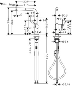 Hansgrohe M54, drezová batéria Talis s výsuvnou koncovkou, chrómová, HAN-72808000