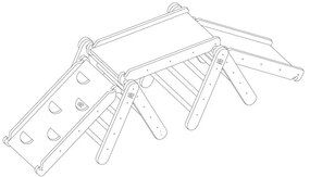 Sivý/v prírodnej farbe pikler trojuholník z borovicového dreva 265x61x60 cm Montessori – Meowbaby