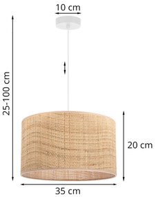Závesné svietidlo Rattan, 1x ratanové tienidlo, (fi 35cm), w