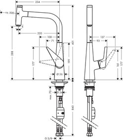 Hansgrohe Talis Select M51, drezová batéria s výsuvným výtokom, vzhľad nerezový 72821800