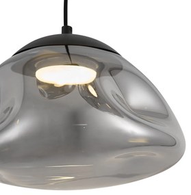 Dizajnové závesné svietidlo čierne s dymovým sklom 3-svetlá - Gus