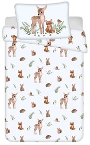 Bielo-hnedé bavlnené detské obliečky do postieľky 100x135 cm Forest Animals – Jerry Fabrics