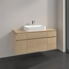 VILLEROY &amp; BOCH Legato závesná skrinka pod umývadlo na dosku (umývadlo v strede), 5 zásuviek, 1200 x 500 x 550 mm, Nordic Oak, B75800VJ