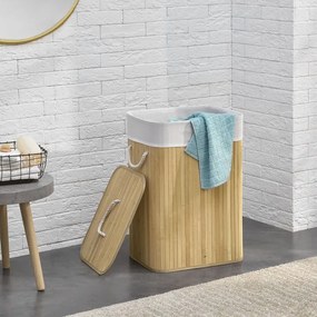 72 l bambusový košík na bielizeň s vekom a vreckom