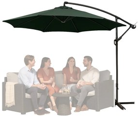 LEAN Bočný záhradný slnečník s nastaviteľným sklonom – 350 x 250 cm, zelený