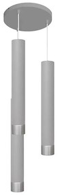 LED Luster na lanku TUBA 3xGU10/4,8W/230V šedá/lesklý chróm