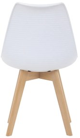 Autronic - Židle jídelní, bílá plastová skořepina, sedák bílá látka, masiv přírodní buk - CT-X7056 WT AKCE