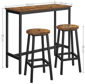 Barový set Vasagle Primer hnědý/černý