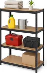 Regál 150x70x30 cm lakovaný 4-policový, nosnosť 700 kg - čierny