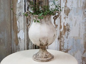 Krémový vintage obal na kvetináč / váza v tvare čaše Frenchie - Ø 26*45cm