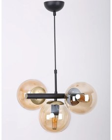 Žlté/čierne závesné svietidlo so skleneným tienidlom ø 15 cm Cascade – Squid Lighting