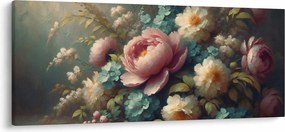 Obraz - Zátišie s kvetmi - maľba (120x50 cm)