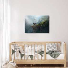 Sklenený obraz - Sloník na vrchole Taj Mahal (70x50 cm)