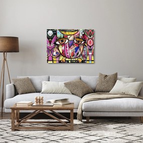 Sklenený obraz - Street art - sova (70x50 cm)