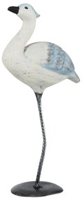 Dekorácie modro-biely vtáčik na kovovej nohe - 13 * 9 * 31 cm
