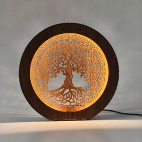 Drevený Strom života s LED osvetlením | KELT: HDF - Orech 20 cm 4782-115135 LED0596