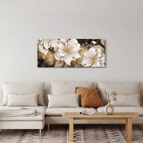 Obraz - Kvety v zlate (120x50 cm)