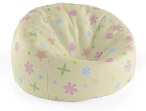 Sablio Sedací vak Cocoon Kvetiny na žltej - 75 x 45 x 35 cm