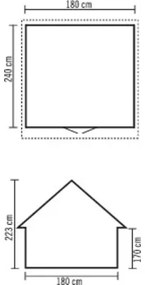 Drevený záhradný domček Konsta Blockhaus LUX 19 mm prírodný 181x239 cm vr. podlahy