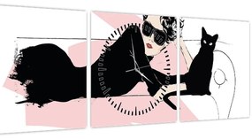 Obraz - Fashion lady (s hodinami) (90x30 cm)
