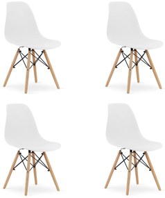 Set 4 stoličiek OSAKA biele / prírodné nohy