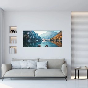 Obraz - Lode na jazere Braies (120x50 cm)