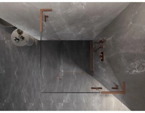 Mexen Lunar, L výklopný sprchový kút pravý 70 x 70 cm, 8mm číre sklo, profil medená matná, 834L-070-070-65-00-P