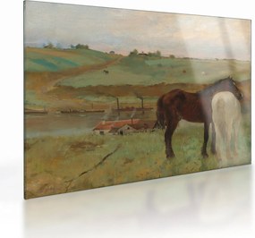 Sklenený obraz - Edgar Degas, Horses in a Meadow, reprodukcia (70x50 cm)