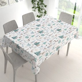 Biante Bavlnený obdĺžnikový obrus Sandra SA-662 Modro-zeleno-hnedý vianočný vzor 120x160 cm