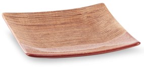 DEKORAČNÝ KERAMICKÝ TANIER ELDA (01) 22X22X4 CM ČERVENÝ