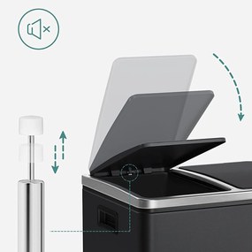 Vzduchotesný recyklačný odpadkový kôš 30 L, čierny