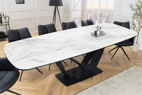 Luxusný rozkladací jedálenský stôl ILINOIS 180-220-260 cm – v bielom mramorovom prevedení