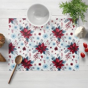 Biante Saténové prestieranie na stôl LUP-506 Vianočné hviezdy na ľadovo modrom 30x40 cm