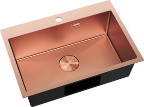 Mexen Solix, 1-komorový nerezový drez 650 x 450 mm, brúsená meď, vzor voština, 6403651000-65HC