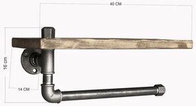 Nástenná polica s držiakom uteráka BORURAF 16x40 cm smrek/čierna