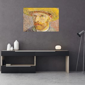 Obraz - Vincent van Gogh, Self-Portrait with a Straw Hat (The Potato Peeler), reprodukcia (90x60 cm)
