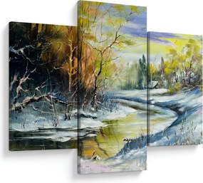 Obraz zimnej rieky, olejomaľba (90x60 cm)
