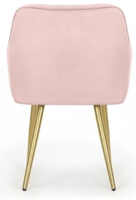 Sada dvoch jedálenských stoličiek FLORENCE zamatové, ružové / zlaté nohy (2 ks)