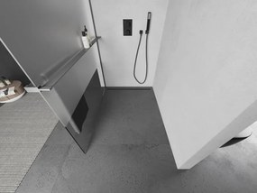 Mexen Kioto+, sprchová zástena Walk-In s poličkou a vešiakom 80 x 200 cm, 8mm číre sklo-námraza, grafitový profil, 800-080-121-95-35