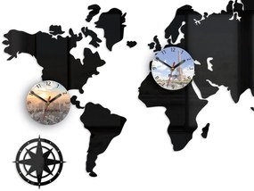 3D nalepovacie hodiny Cities čierne