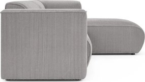 Svetlosivá menčestrová rohová pohovka (pravý roh/s leňoškou) Merid – Ropez