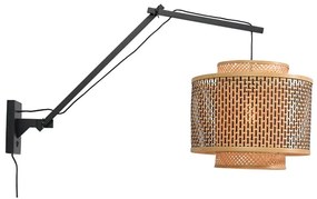 Nástenná lampa bhutan l 40 x 34 čierna, prírodná MUZZA