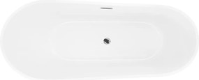 Mexen Dora, voľne stojaca vaňa 150 x 75 cm, biela, chrómový prepad, 52071507500-01