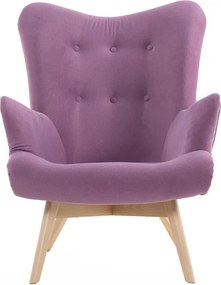 Kreslo Picolo s podnožkou, fialová / prírodná (ART 14861)
