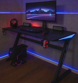 Gamingový stôl s RGB LED podsvietením čierny Šírka: 60 cm | Dĺžka: 120 cm